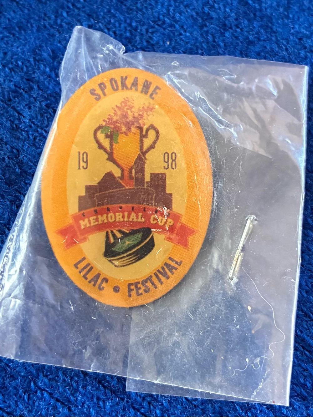 Spokane Lilac Festival 1998 Memorial Cup Enamel Pin - Orange